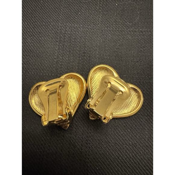 Givenchy Vintage Gold-Tone Heart Clip On Earrings - Picture 6 of 6